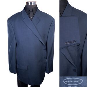 PRONTO UOMO Sport Coat Blazer Sz 58L EXECUTIVE FIT Blue Wool Casual Jacket EUC